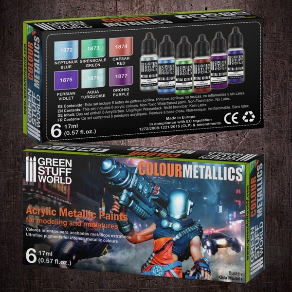 Green Stuff World - Metallic Colours Set: Farbig
