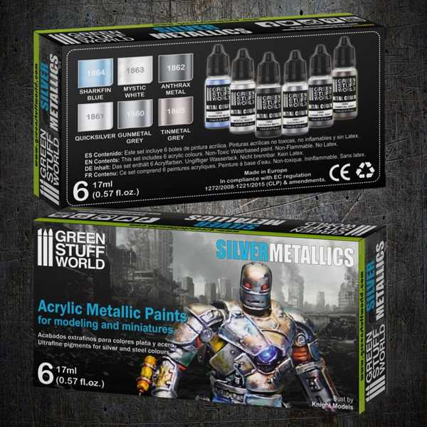Green Stuff World - Metallic Colours Set: Silber
